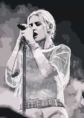 Black and White Singer Illustration