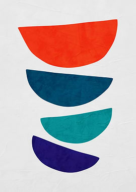 Abstract Colorful Geometric Shapes on White