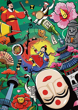 Korean Culture Collage Illustration