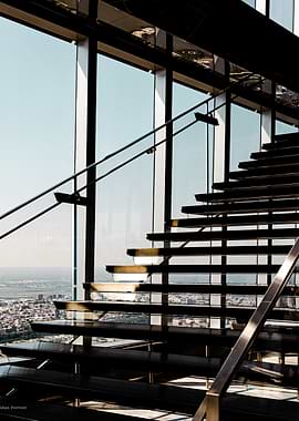 Modern Staircase with City View