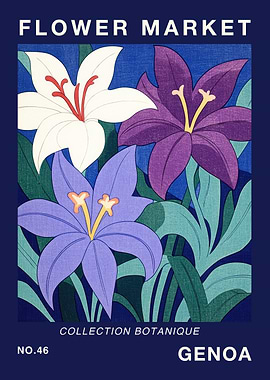 Genoa Flower Market Botanical Travel Art Print