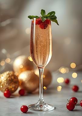 Festive Champagne Cocktail with Berries