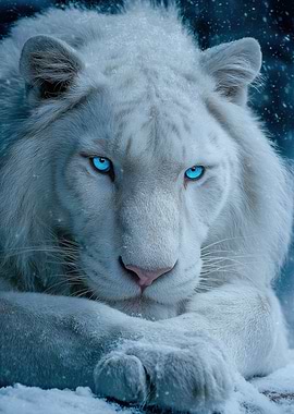 White Lion with Blue Eyes