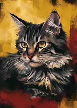 Elegant Fluffy Tabby Cat