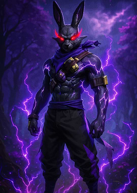 Mystical Rabbit Warrior Lightning Aura