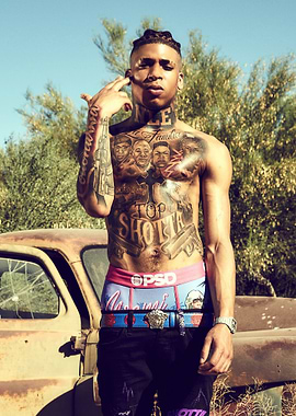 nle choppa portrait with tattoos