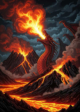 Dragon Breathing Fire Lava