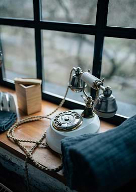 Vintage Telephone on Window Sill
