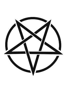 Black Pentagram in Circle on White
