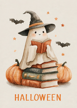 Halloween Ghost Reading on Books