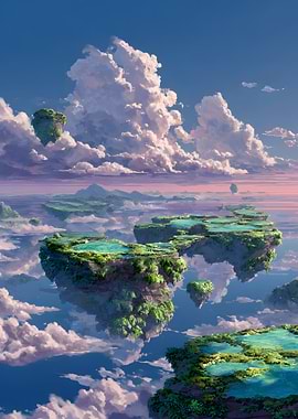 Anime Floating Islands in the Sky