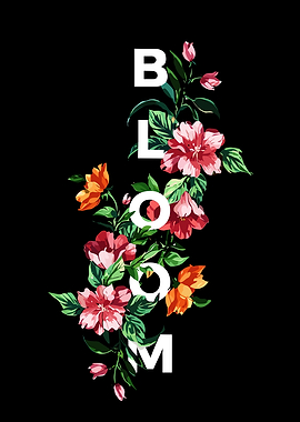 Bloom floral design on black background