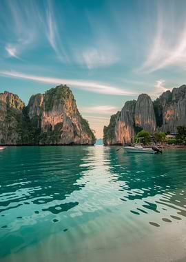 Tropical Island Landscape with Turquoise Water