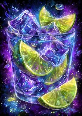 Cosmic Cocktail with Lime and Ice