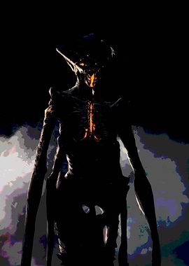 Dark Alien Creature with Glowing Core