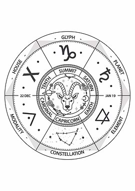 Capricorn Zodiac Sign Wheel Illustration