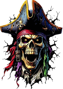 Pirate Skull with Hat Illustration