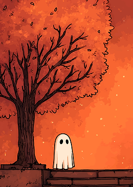 Lonely Ghost Under Autumn Tree