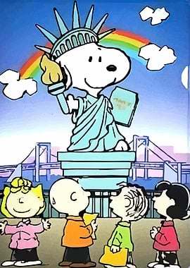 Snoopy as Statue of Liberty