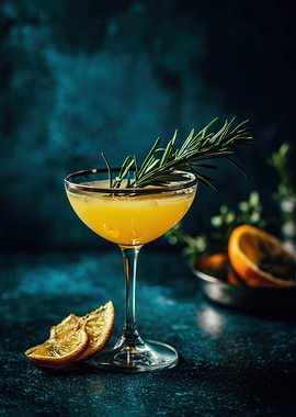 Elegant Orange Cocktail with Rosemary Garnish