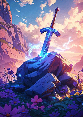 Enchanted Sword in Stone Landscape