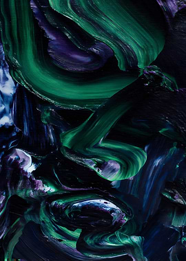 Emerald Abyss – Abstract Oil Flow in Deep Space