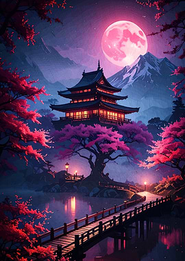 Japanese Landscape Moon