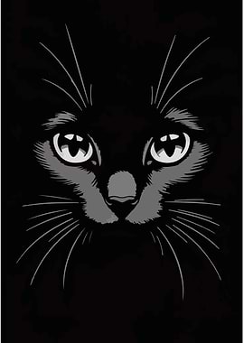 Black Cat Face Illustration