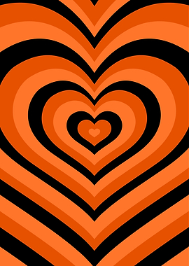 Abstract Heart Pattern in Orange and Black