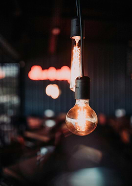 Warm Glow of Hanging Light Bulbs