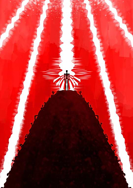 Ultrakill V1 on a Hill with Red Rays