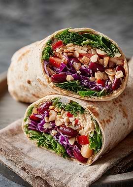 Stacked Vegetarian Wraps with Colorful Fillings