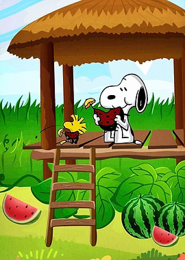 Snoopy and Woodstock Watermelon Feast