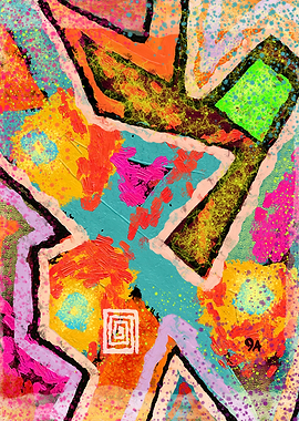 Colorful Abstract Geometric Painting - Creative Chaos In Composition