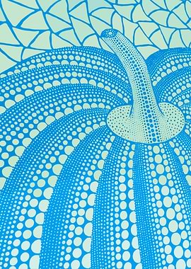 Blue Pumpkin with Dots Art