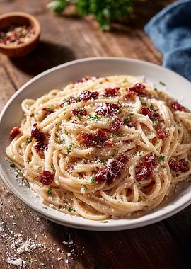 Pasta Carbonara with Bacon and Parmesan