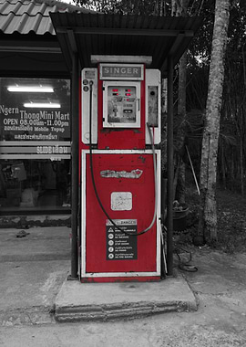 Vintage Red Singer Gas Pump
