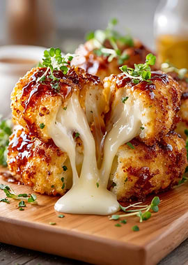 Fried Cauliflower with Cheese and Sauce