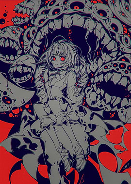 Anime Girl with Monster