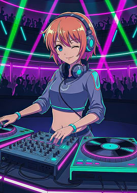 Anime DJ in Neon Club