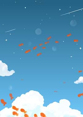 Orange Fish Flying in the Sky
