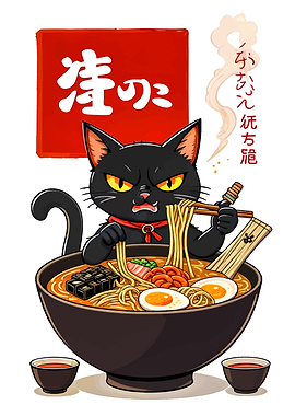 Grumpy Cat Eating Ramen