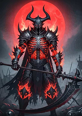 Fiery Armored Warrior Scythe