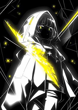 Anime Girl with Lightning in Black