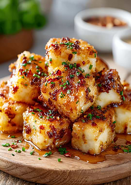 Fried Halloumi Cheese with Chili Glaze