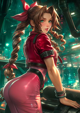 Aerith Gainsborough in Cyberpunk Setting