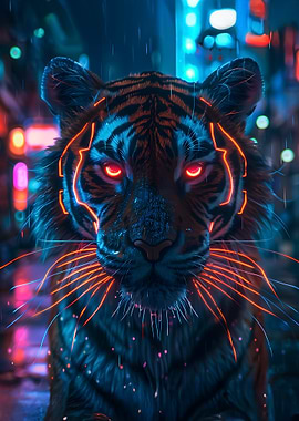 Cyberpunk Tiger Portrait