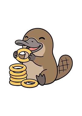 Cartoon Platypus Eating Onion Rings