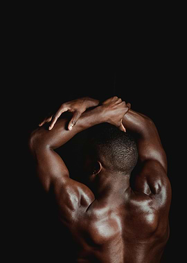 Muscular Back on Black Background