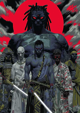 Powerful Warriors with Swords and Red Eyes